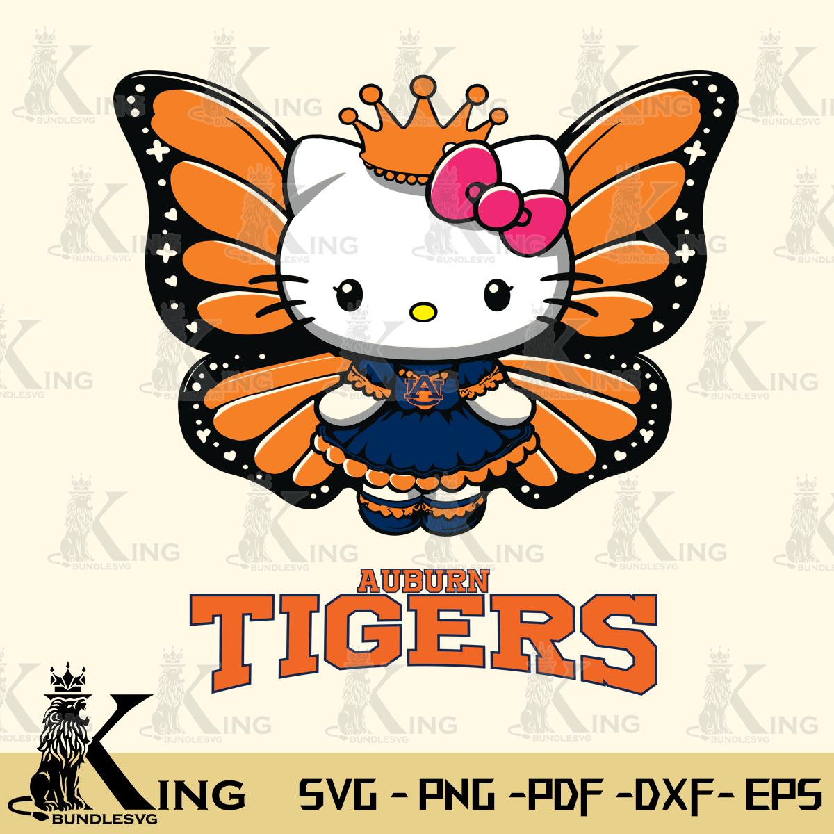 Auburn Tigers Kitty Wings & Flowers Svg Eps Dxf Png File, Digital Download