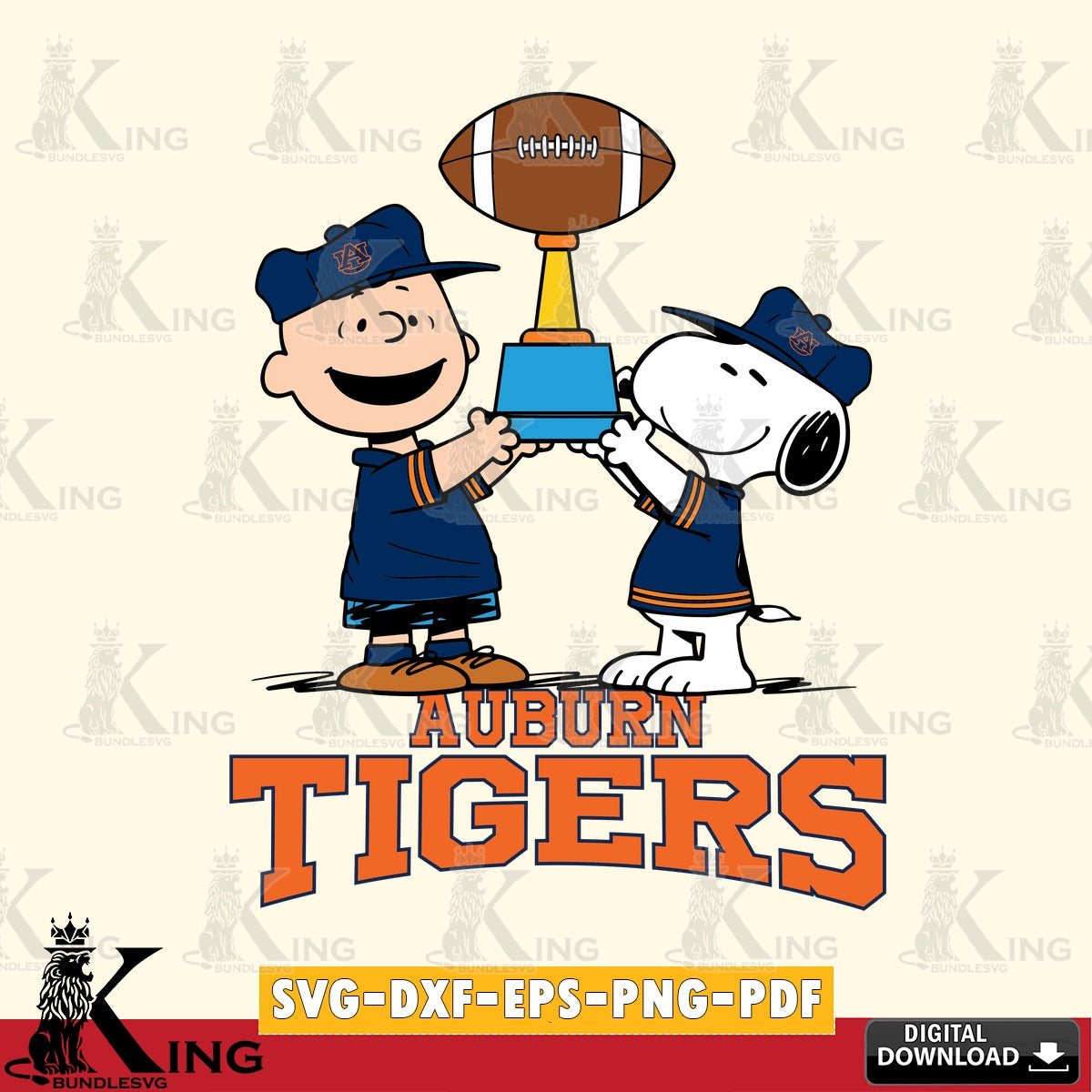 Auburn Tigers Peanuts Football Trophy SVG, Cricut, Cut file , Digital Download , Instant Download, Peanuts svg, NCAA svg, Football svg, Sport svg
