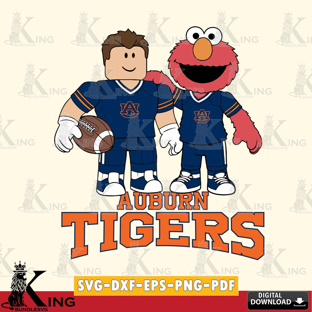 Auburn Tigers Roblox & Elmo Football SVG file , NCAA Cricut, File cut , Digital Download , PDF File