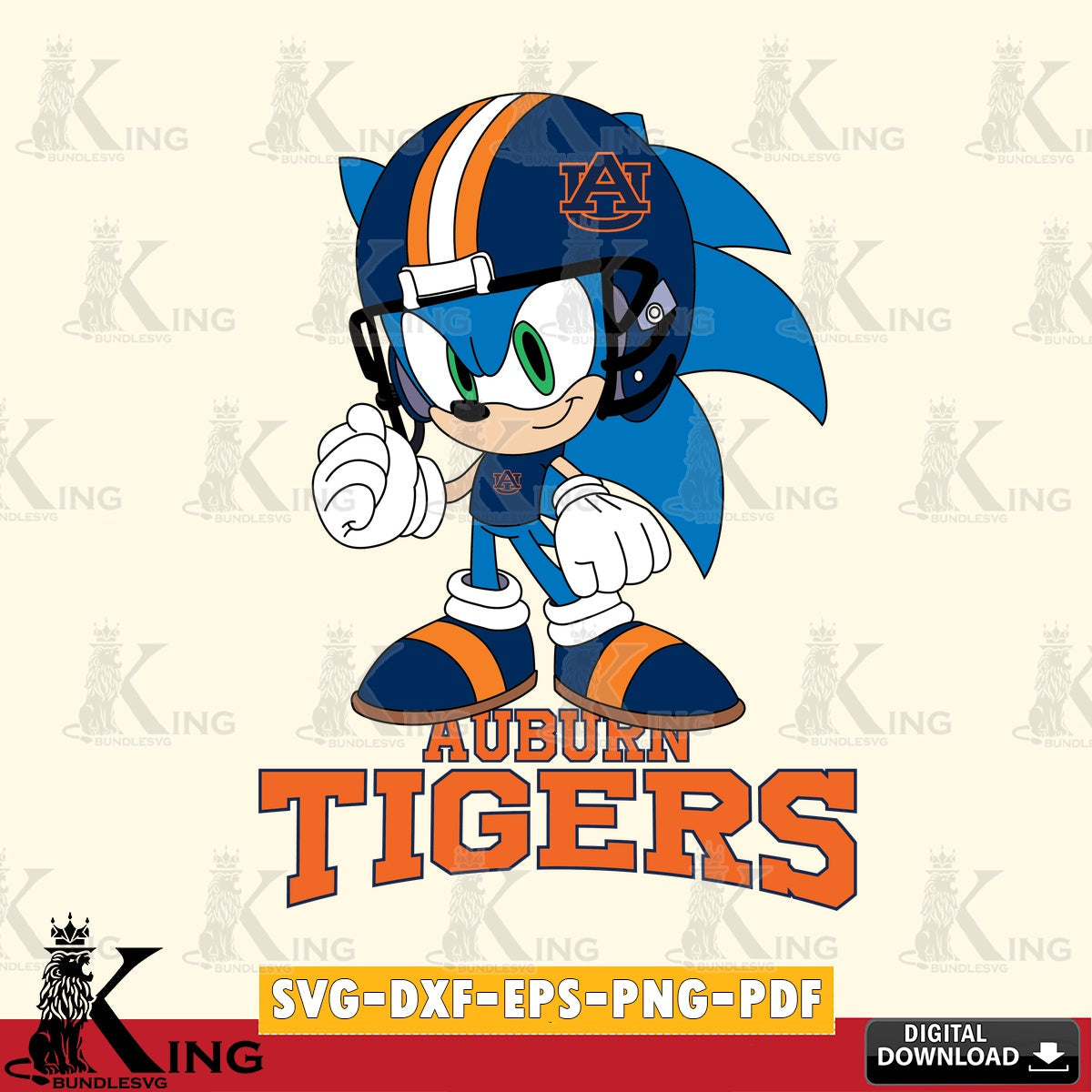Beautiful illustration of Auburn Tigers Sonic Football Mascot, a cut file ideal for vinyl projects and T-shirt printing.