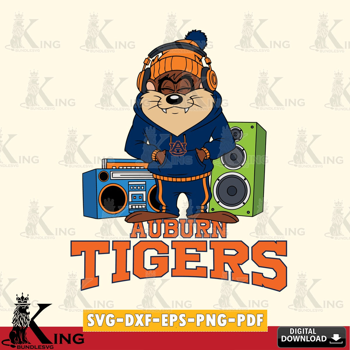 Auburn Tigers Taz Hip Hop SVG file, Cut file , Digital Download , Instant Download, Taz svg, NCAA svg