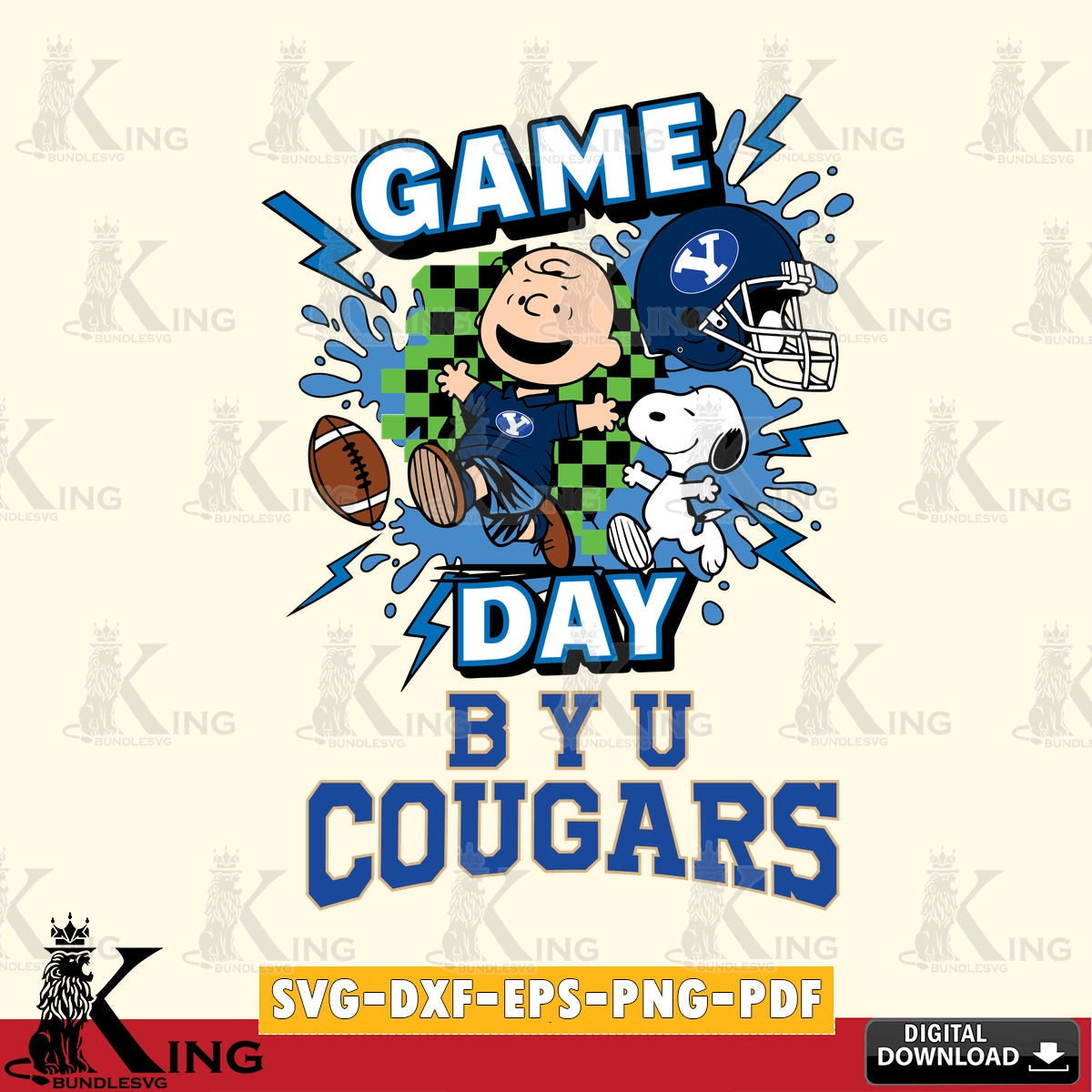 BYU Cougars Game Day Peanuts SVG, Cricut, Cut file , Digital Download , Instant Download, Peanuts svg, NCAA svg, Football svg, Sport svg