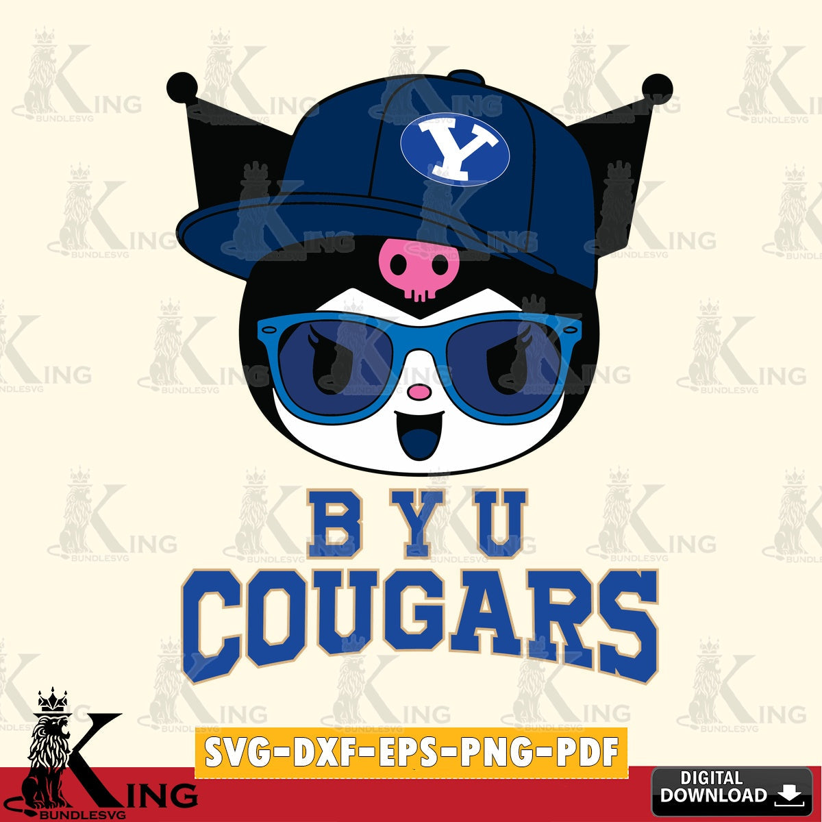BYU Cougars Kuromi Football Cool SVG file, Cricut, Cut file , Digital Download , Instant Download, Sanrio svg, Clipart