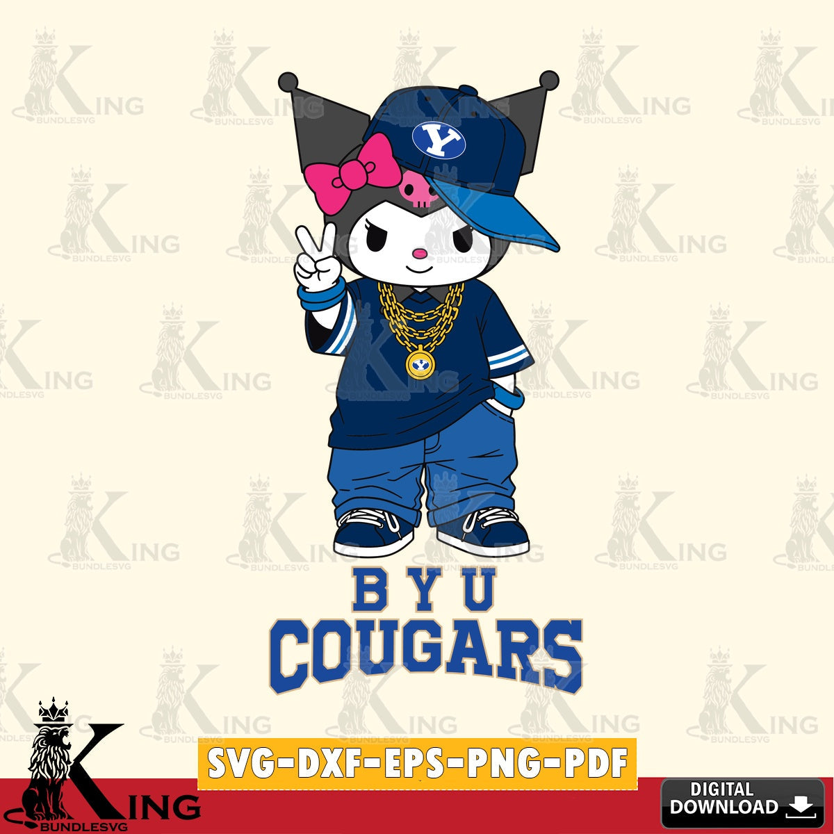 BYU Cougars Kuromi Streetwear Style SVG file, Cricut, Cut file , Digital Download , Instant Download, Sanrio svg, Clipart