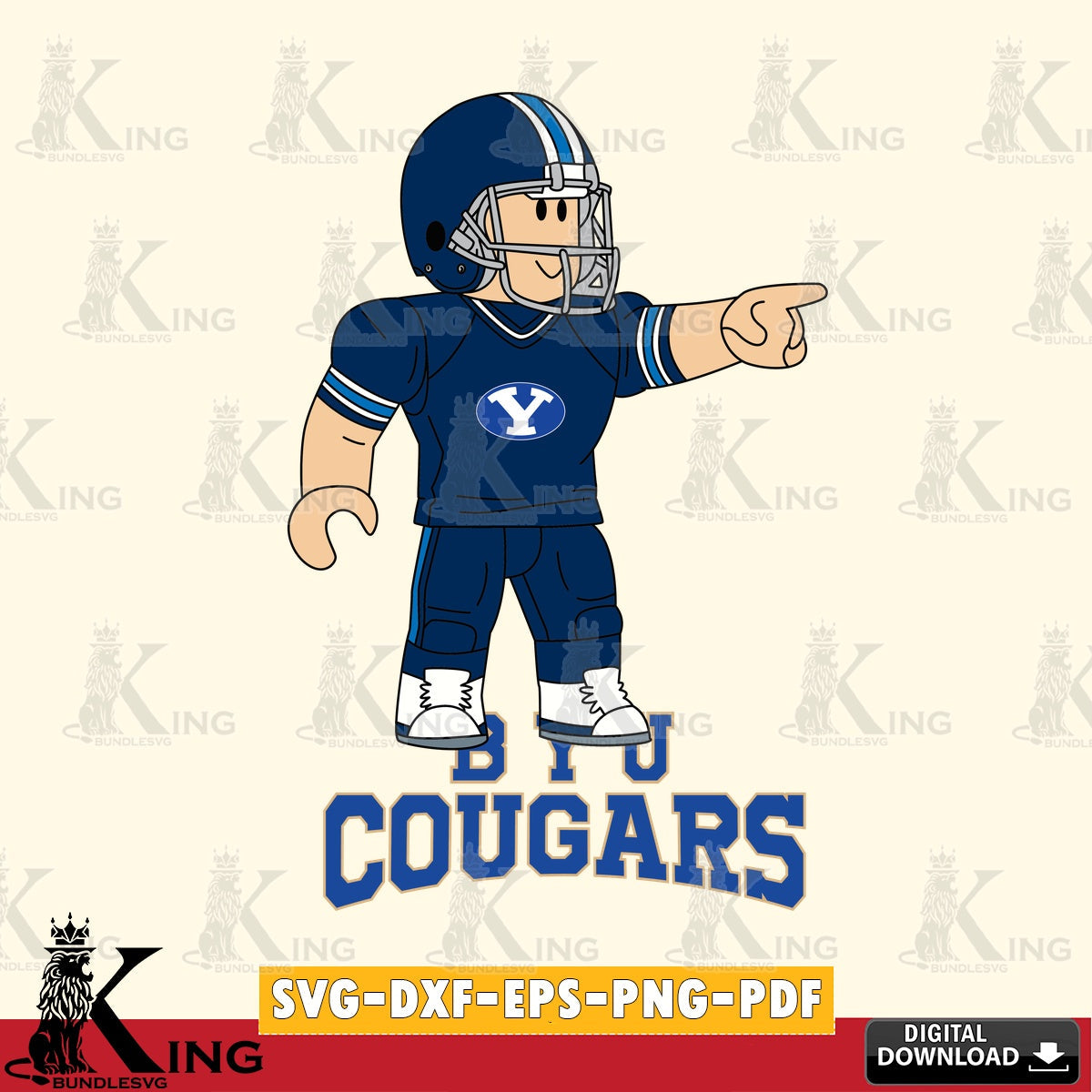 BYU Cougars Roblox Player Football SVG file , NCAA Cricut, File cut , Digital Download , PDF File