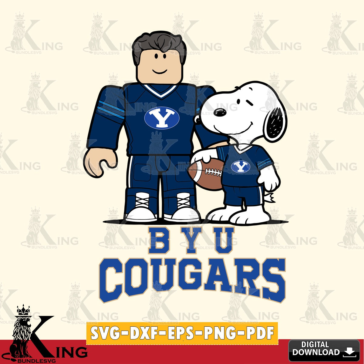 BYU Cougars Roblox & Snoopy Football SVG file , NCAA Cricut, File cut , Digital Download , PDF File