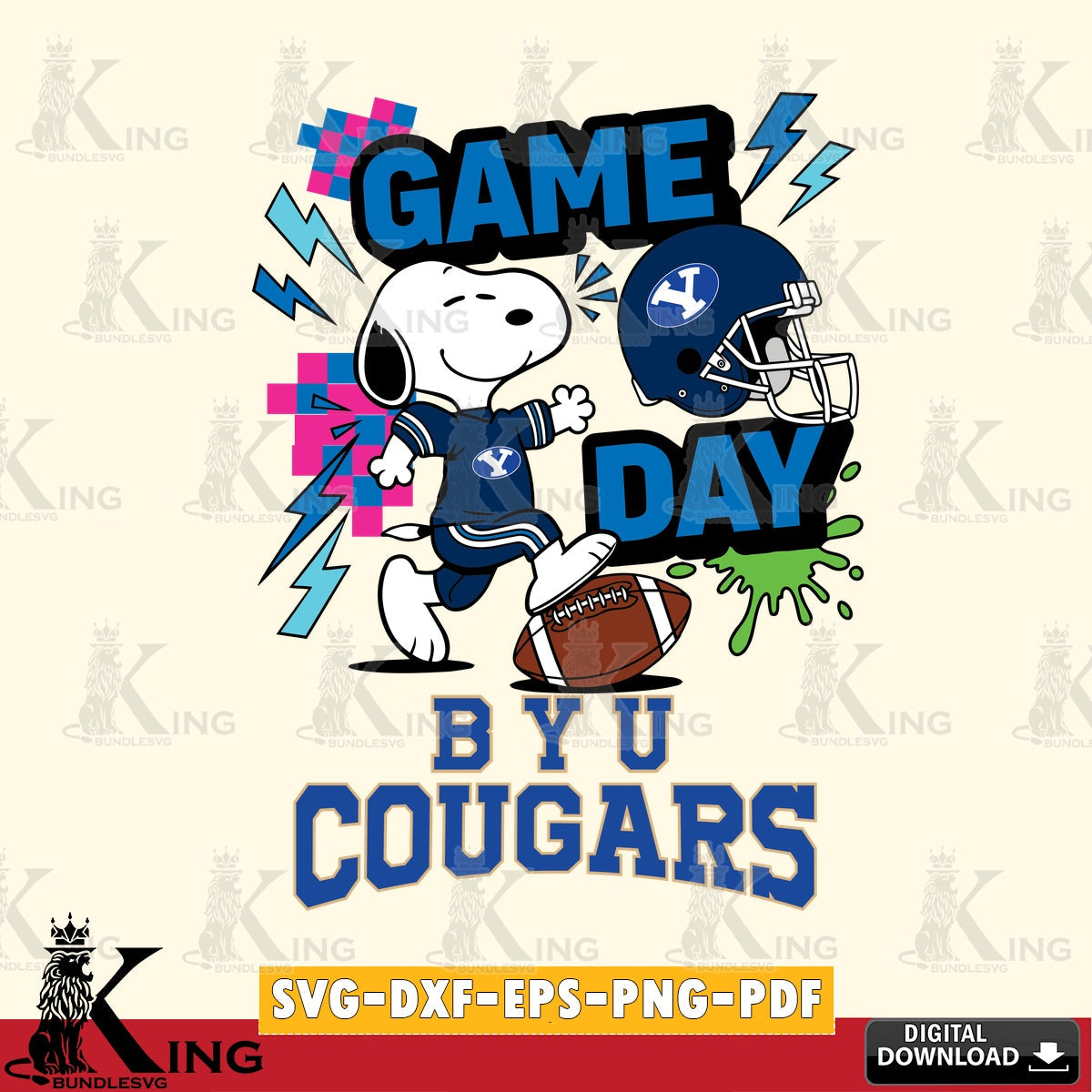 BYU Cougars Snoopy Game day SVG, Cricut, Cut file , Digital Download , Instant Download, Peanuts svg, NCAA svg, Football svg, Sport svg