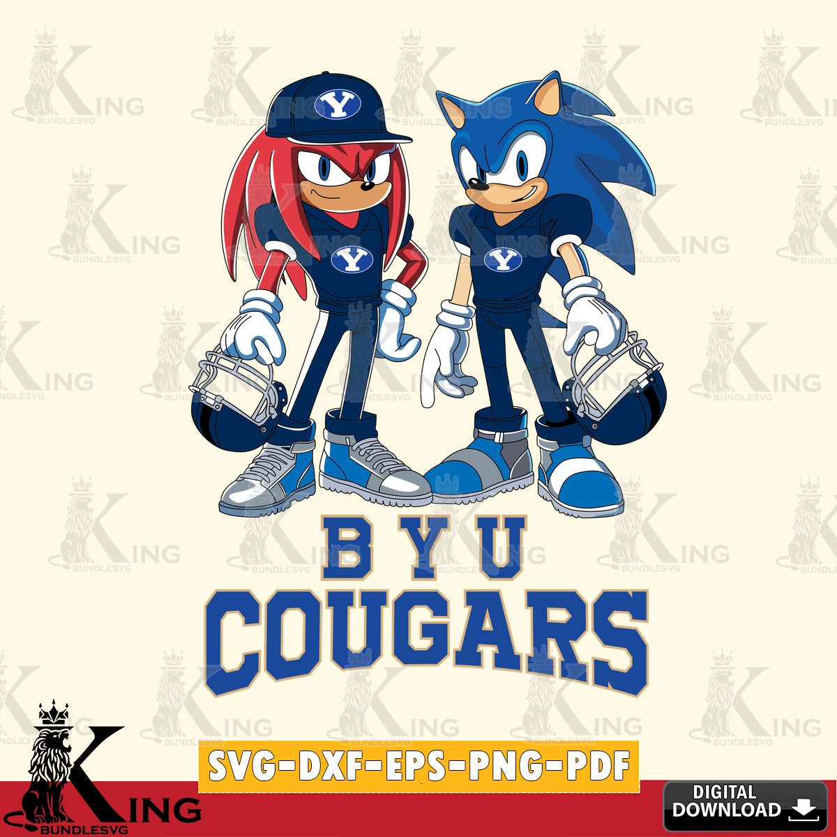 BYU Cougars Sonic And Knuckles Player Football SVG file, Vector , Digital Download , PDF File , Instant Download