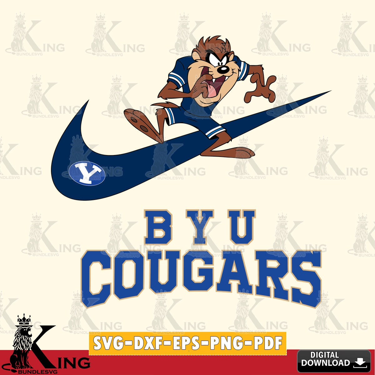 BYU Cougars Taz Football Nike SVG file, Cut file , Digital Download , Instant Download, Taz svg, NCAA svg