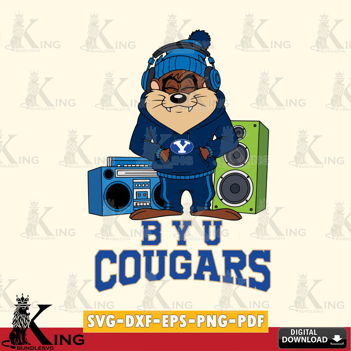 BYU Cougars Taz Hip Hop SVG file, Cut file , Digital Download , Instant Download, Taz svg, NCAA svg