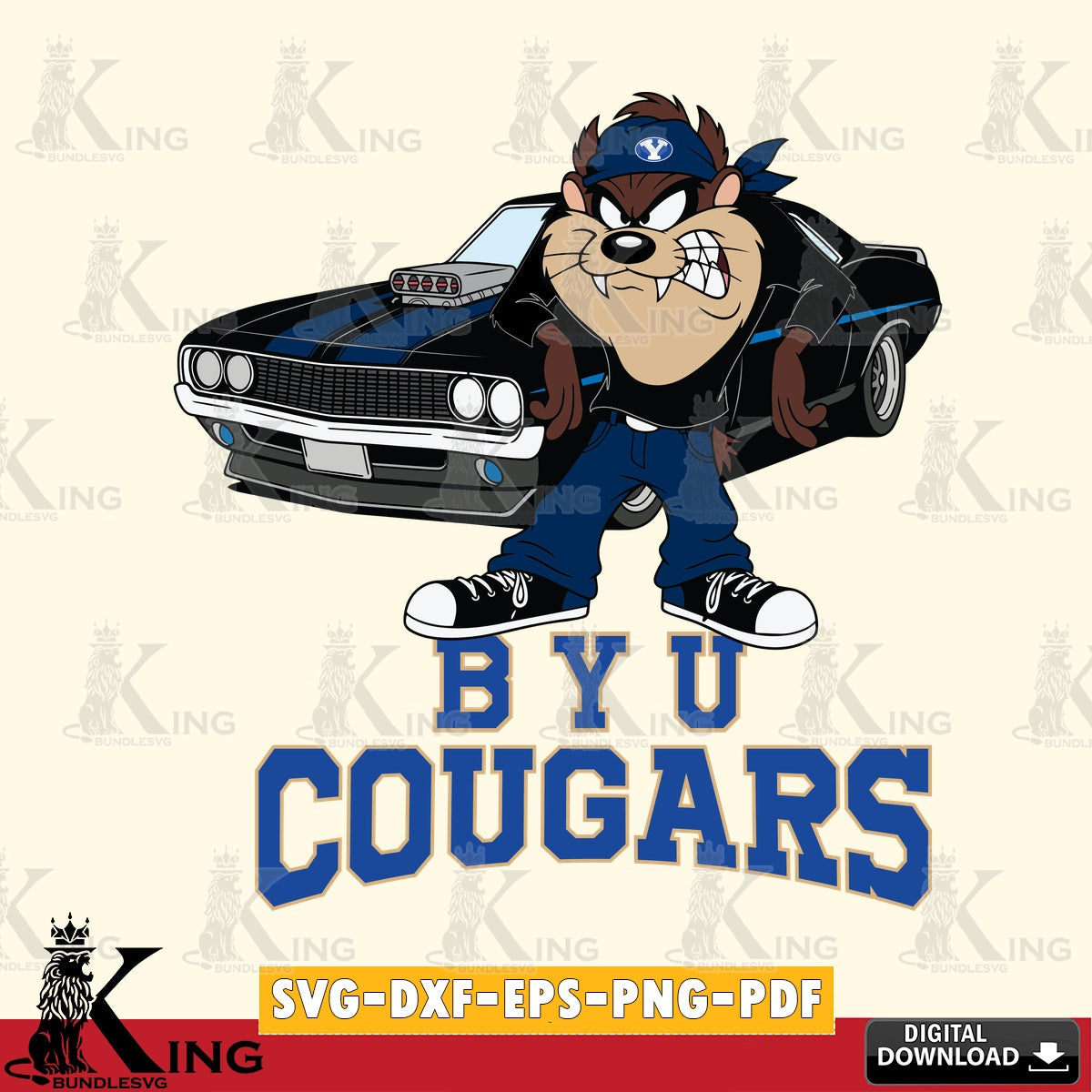 BYU Cougars Taz Racing Car SVG file, Cut file , Digital Download , Instant Download, Taz svg, NCAA svg