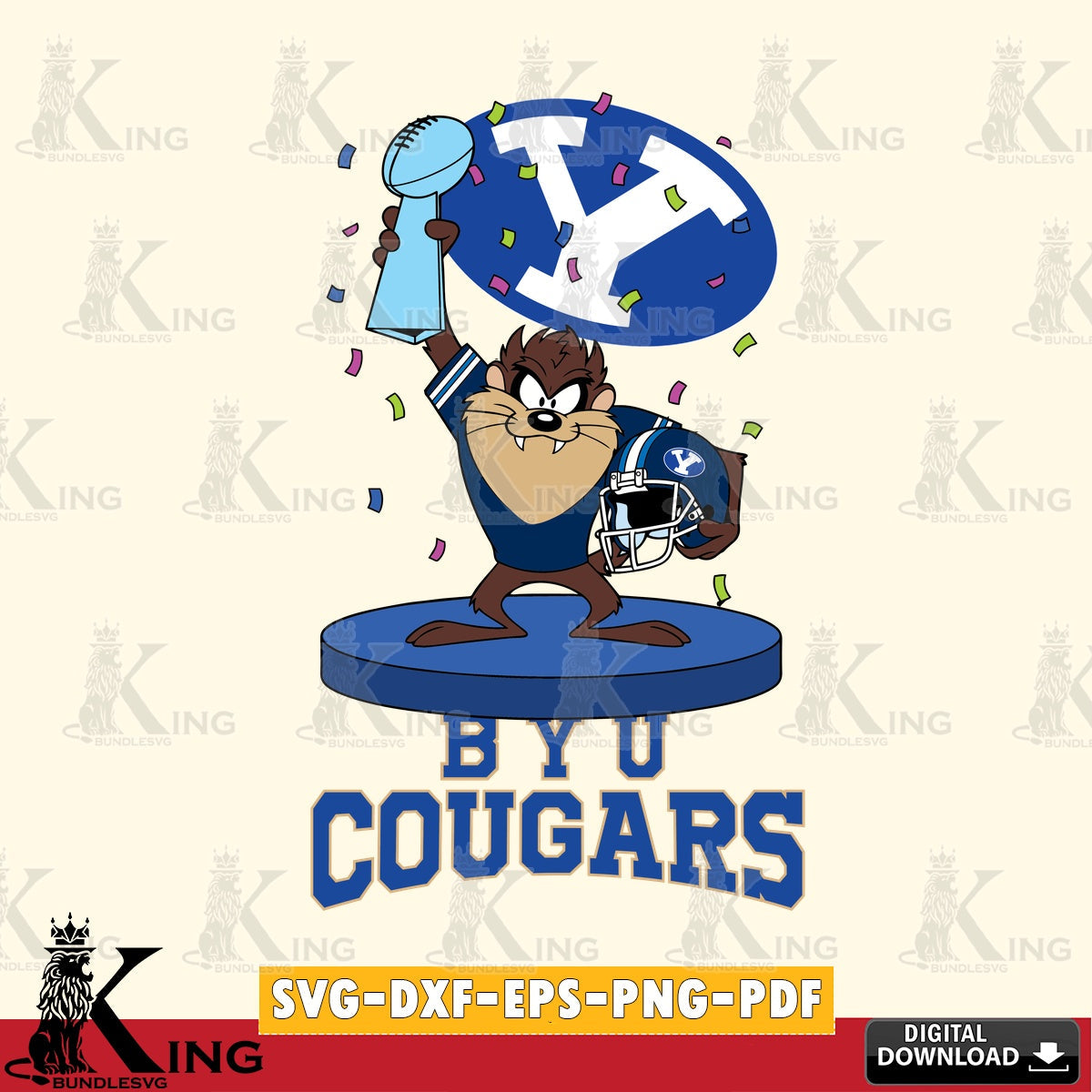 BYU Cougars Taz Trophy Podium SVG file, Cut file , Digital Download , Instant Download, Taz svg, NCAA svg
