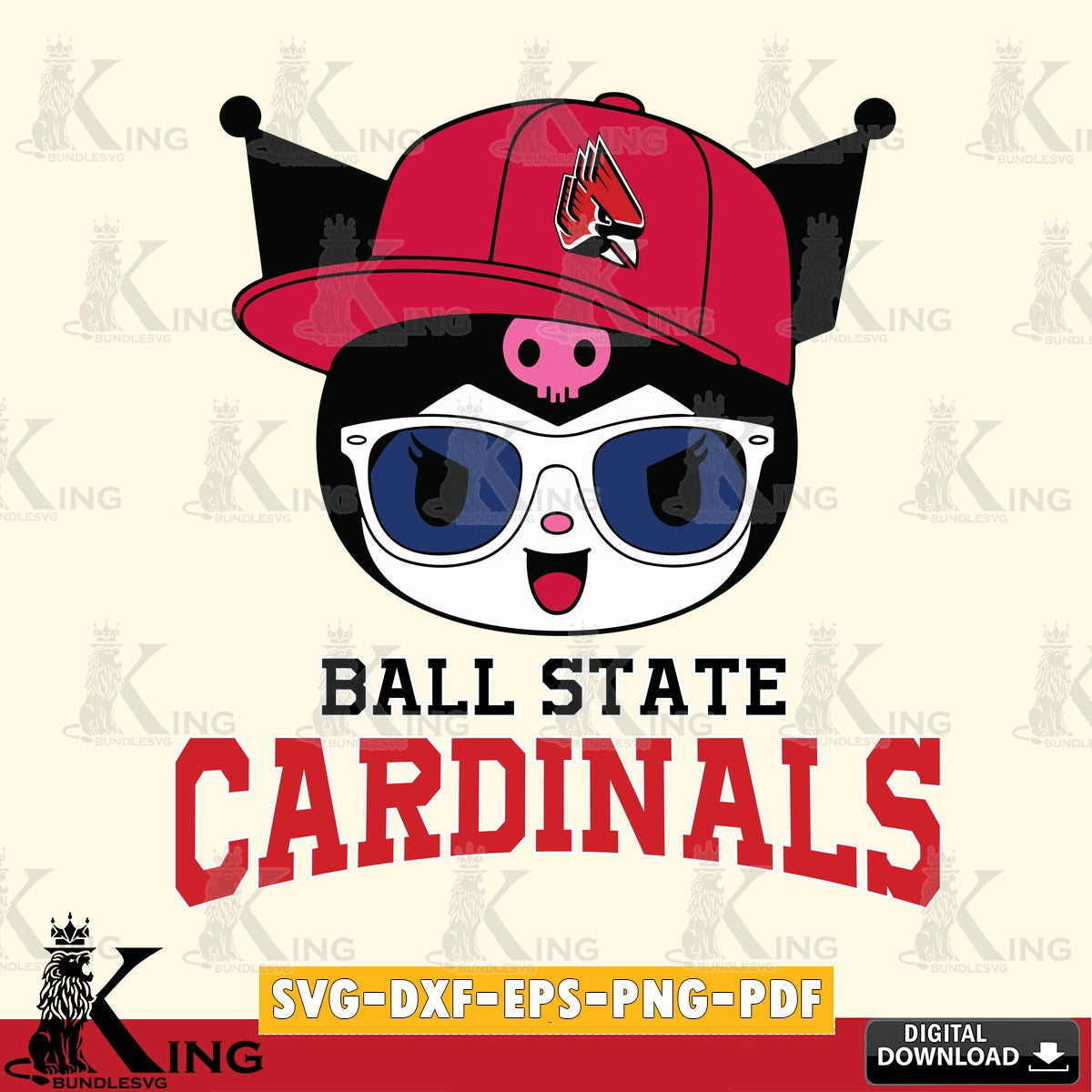 Ball State Cardinals Kuromi Football Cool SVG file, Cricut, Cut file , Digital Download , Instant Download, Sanrio svg, Clipart