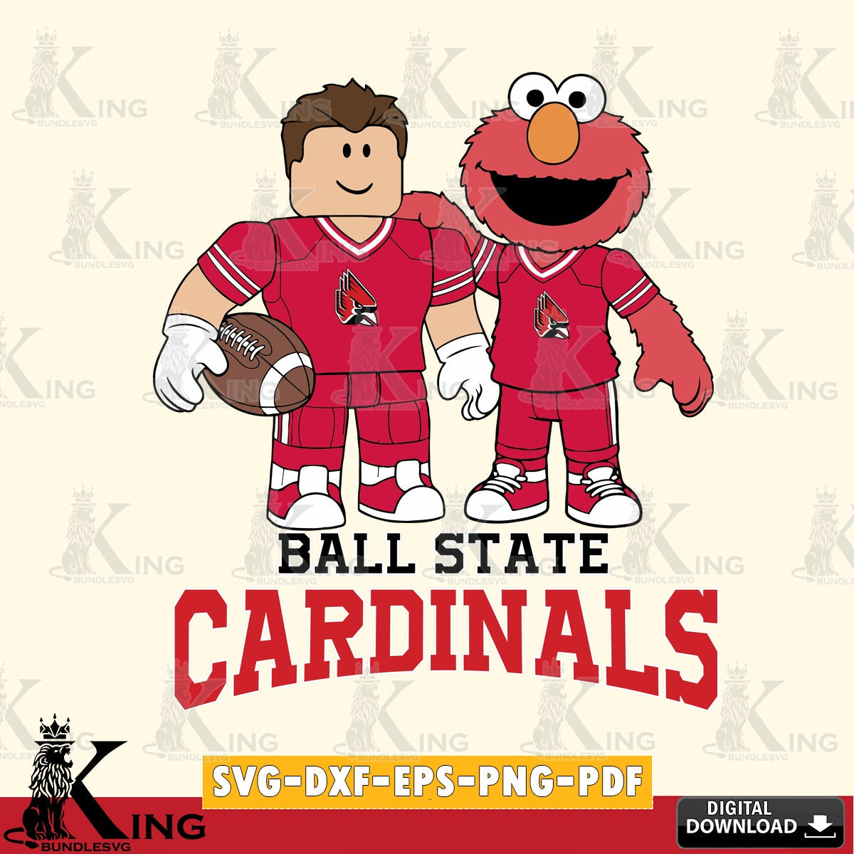 Ball State Cardinals Roblox & Elmo Football SVG file , NCAA Cricut, File cut , Digital Download , PDF File