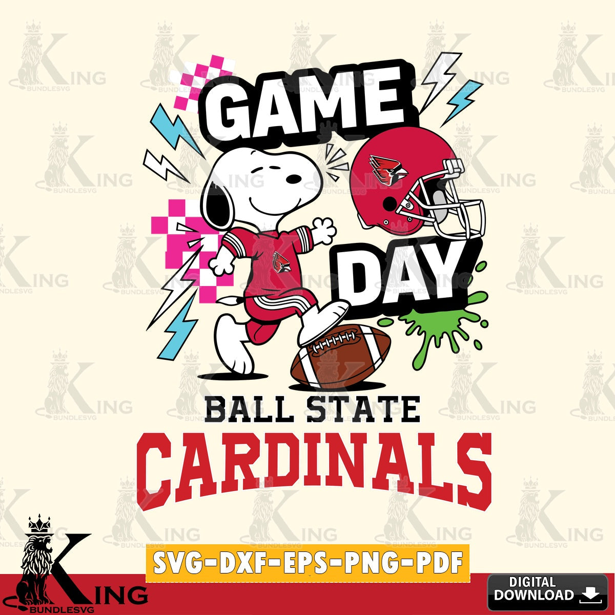 Ball State Cardinals Snoopy Game day SVG, Cricut, Cut file , Digital Download , Instant Download, Peanuts svg, NCAA svg, Football svg, Sport svg