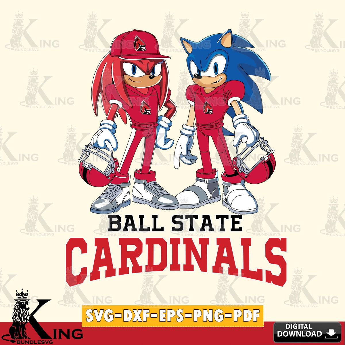 Ball State Cardinals Sonic And Knuckles Player Football SVG file, Vector , Digital Download , PDF File , Instant Download