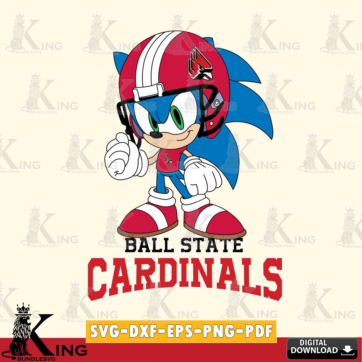 Digital clipart of Ball State Cardinals Sonic Football Mascot, versatile clip art for stickers, decals, and mugs.