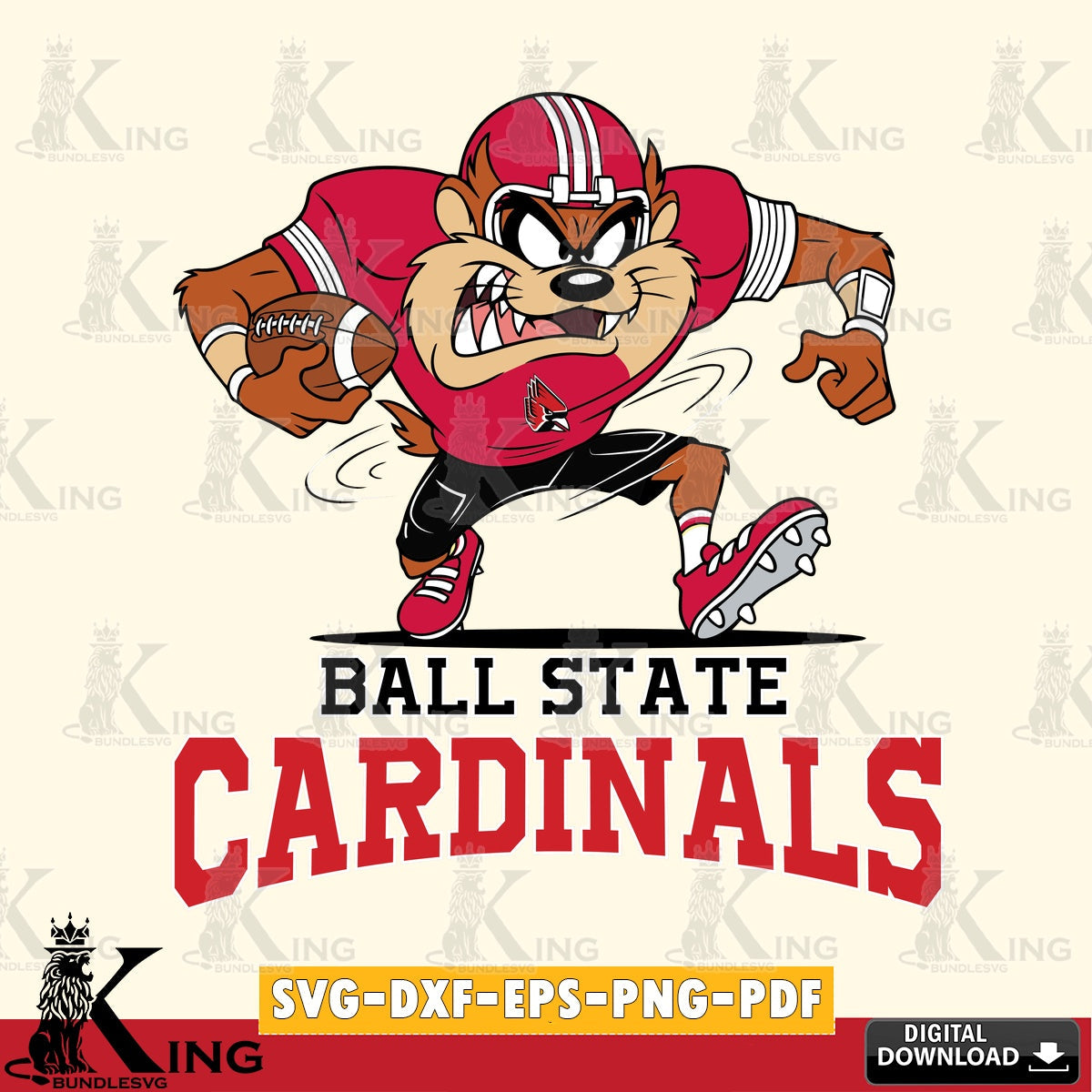 Ball State Cardinals Taz Football Helmet SVG file, Cut file , Digital Download , Instant Download, Taz svg, NCAA svg
