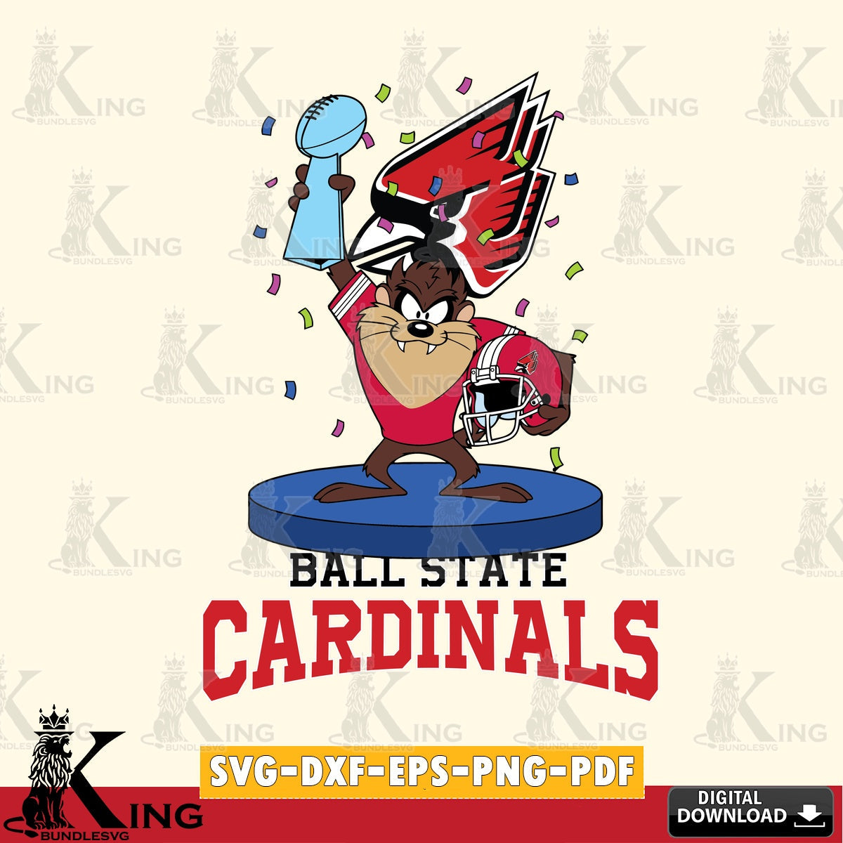 Ball State Cardinals Taz Trophy Podium SVG file, Cut file , Digital Download , Instant Download, Taz svg, NCAA svg