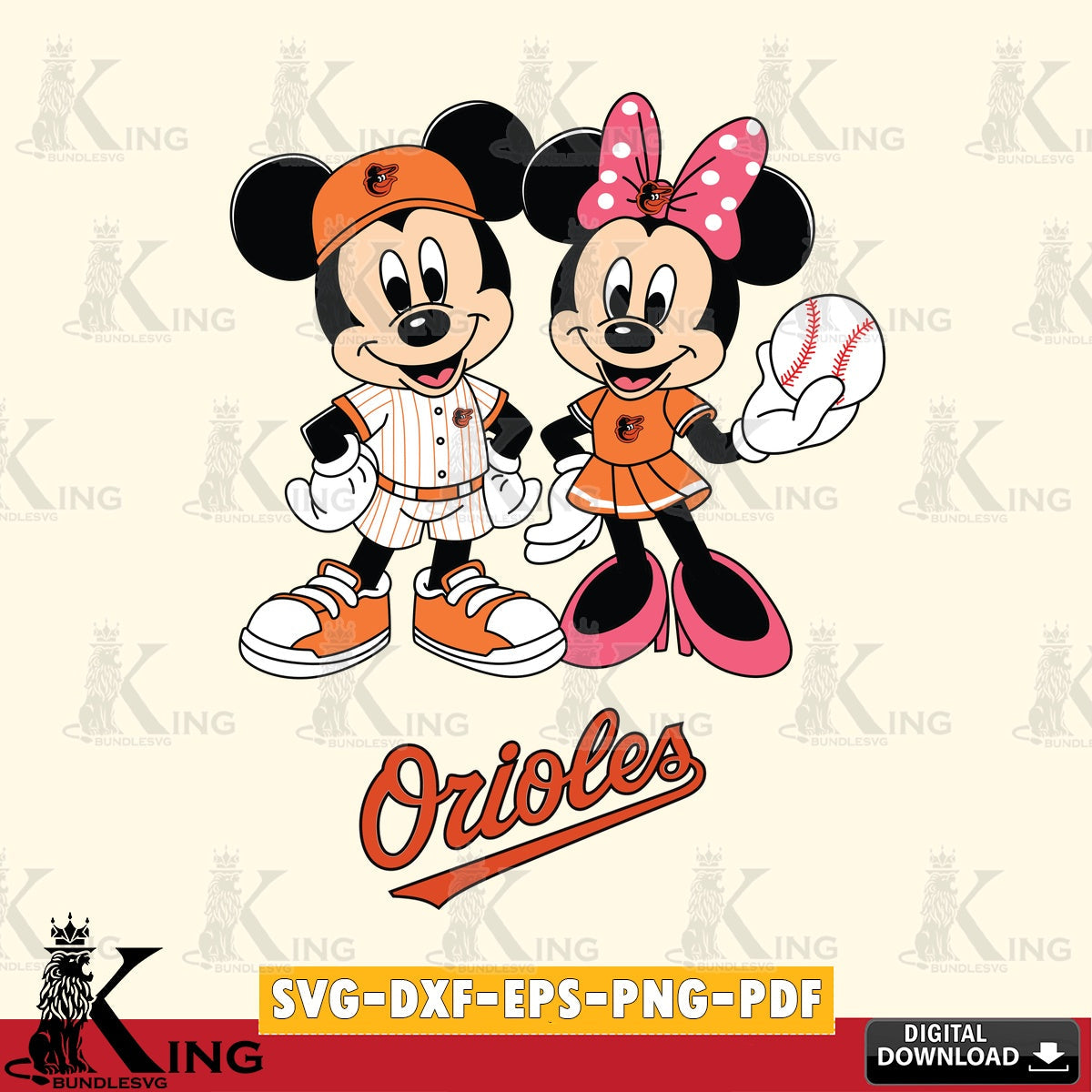 Baltimore Orioles Baseball Mickey Minnie Mouse SVG file , For Cricut, File cut , Digital Download , PDF File, Cut Files