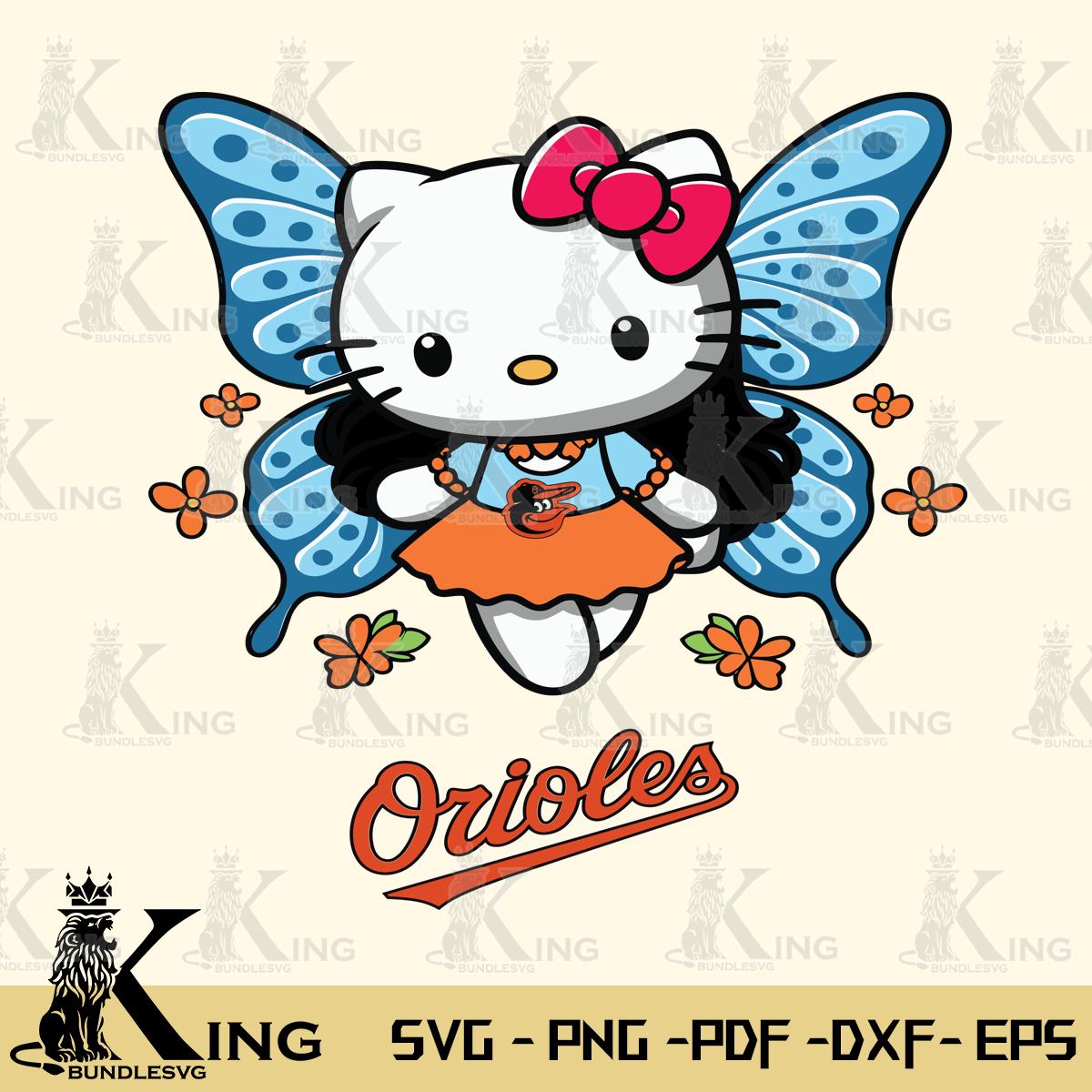 Baltimore Orioles Butterfly Kitty Charm Svg Eps Dxf Png File, Digital Download
