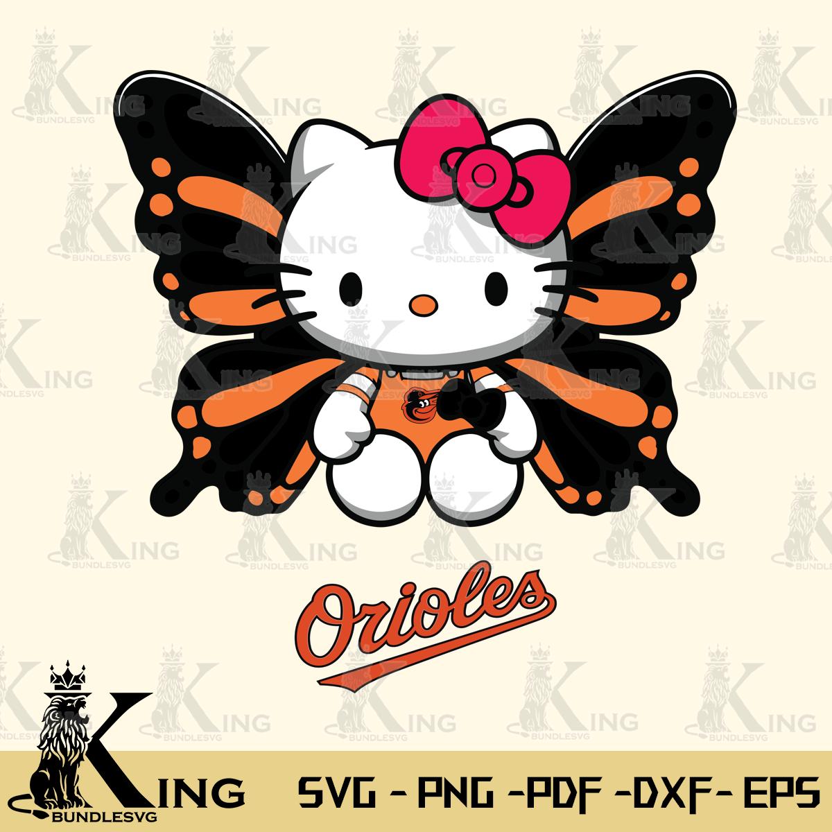 Baltimore Orioles Butterfly Kitty Delight Svg Eps Dxf Png File, Digital Download
