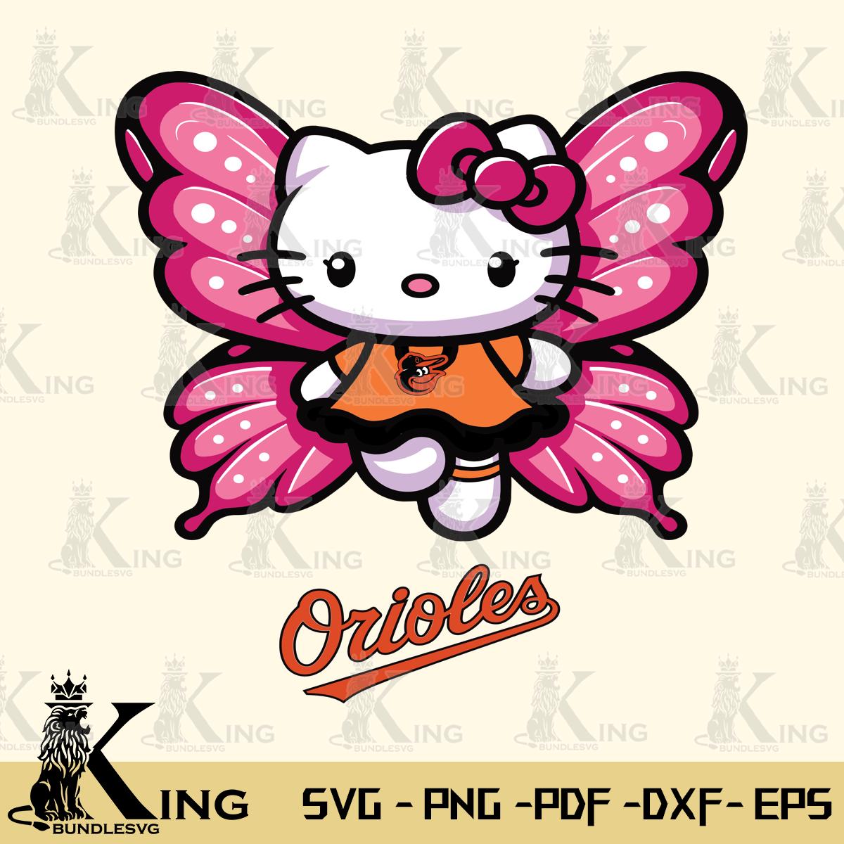 Baltimore Orioles Hello Kitty Dreamscape Svg Eps Dxf Png File, Digital Download