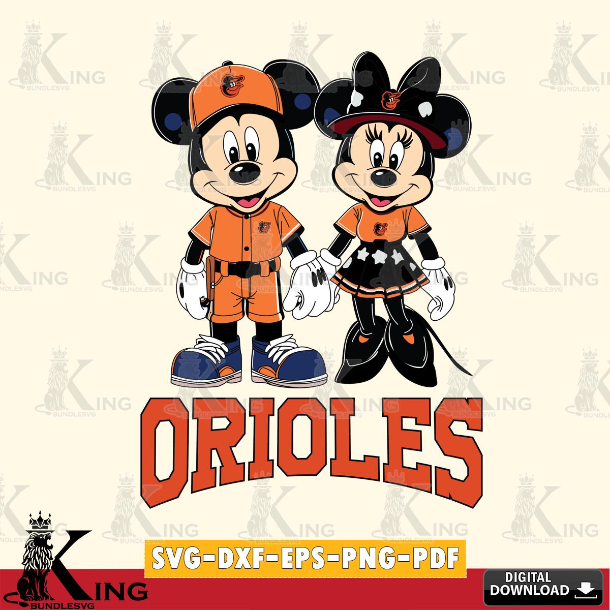 Baltimore Orioles Mickey Minnie Baseball SVG File, MLB for Cricut, Silhouette, Digital Download , file cut