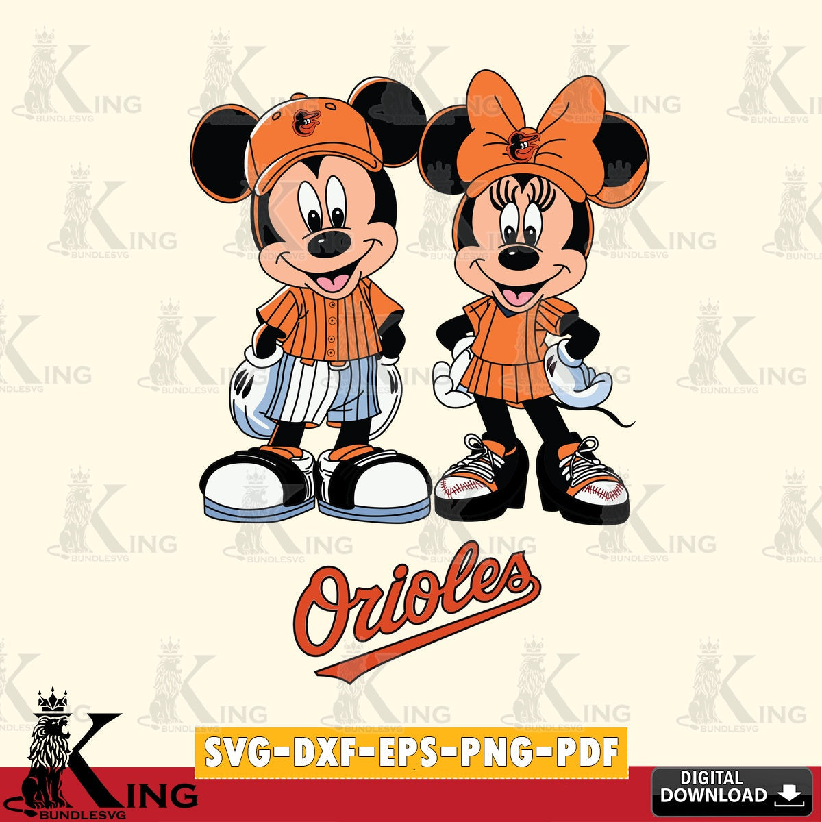 Baltimore Orioles Mickey Minnie Mouse Fan SVG file , For Cricut, File cut , Digital Download , PDF File, Cut Files