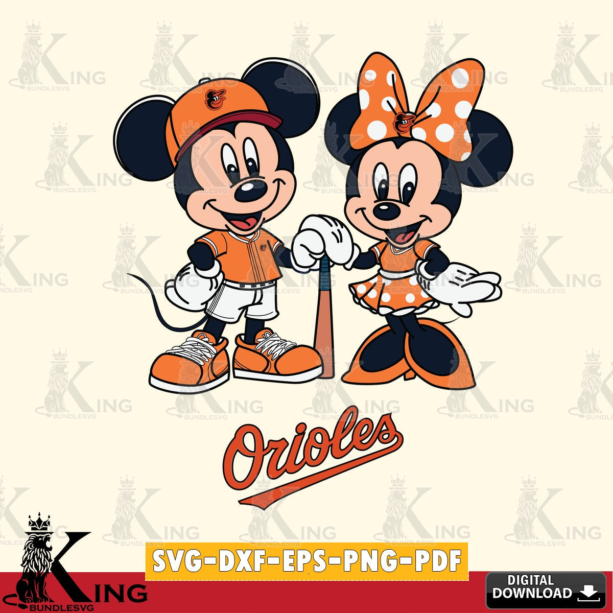 Baltimore Orioles Mickey Minnie Mouse Sport SVG file , For Cricut, File cut , Digital Download , PDF File, Cut Files