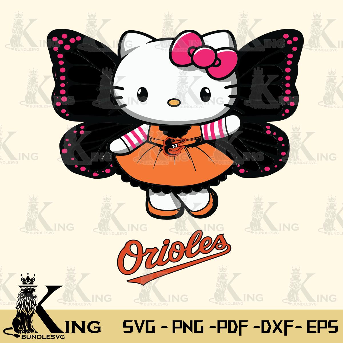 Baltimore Orioles Whimsical Kitty Wings Svg Eps Dxf Png File, Digital Download
