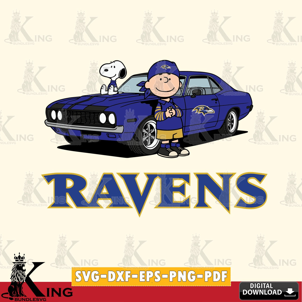 Baltimore Ravens Peanuts Muscle Car Cricut file , Cut file , Digital Download , PDF File , Instant Download