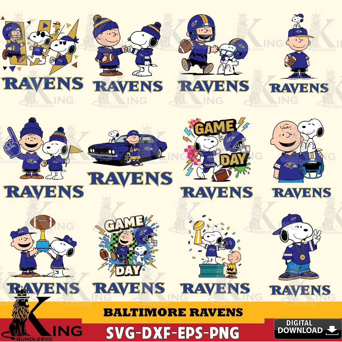 Baltimore Ravens Peanuts Play Football NFL Bundle Cricut file , Cut file , Digital Download , PDF File , Instant Download
