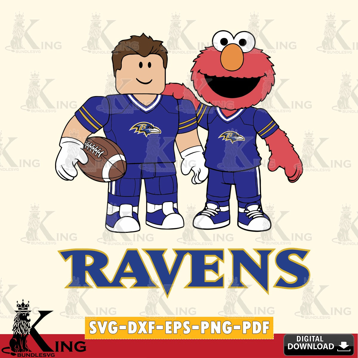 Baltimore Ravens Roblox & Elmo Football SVG file , Cricut, NFL File cut , Digital Download , PDF File
