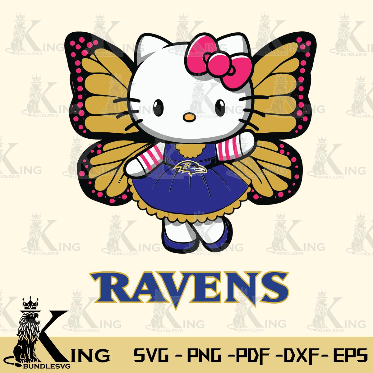 Baltimore Ravens Whimsical Kitty Wings Svg Eps Dxf Png File, Digital Download