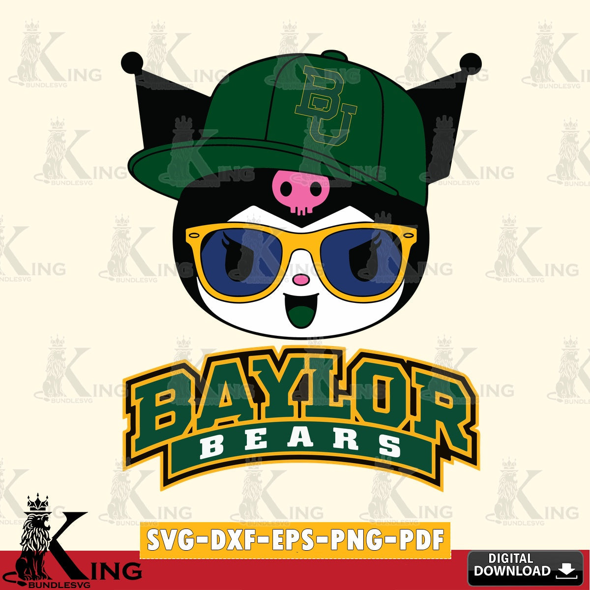 Baylor Bears Kuromi Football Cool SVG file, Cricut, Cut file , Digital Download , Instant Download, Sanrio svg, Clipart
