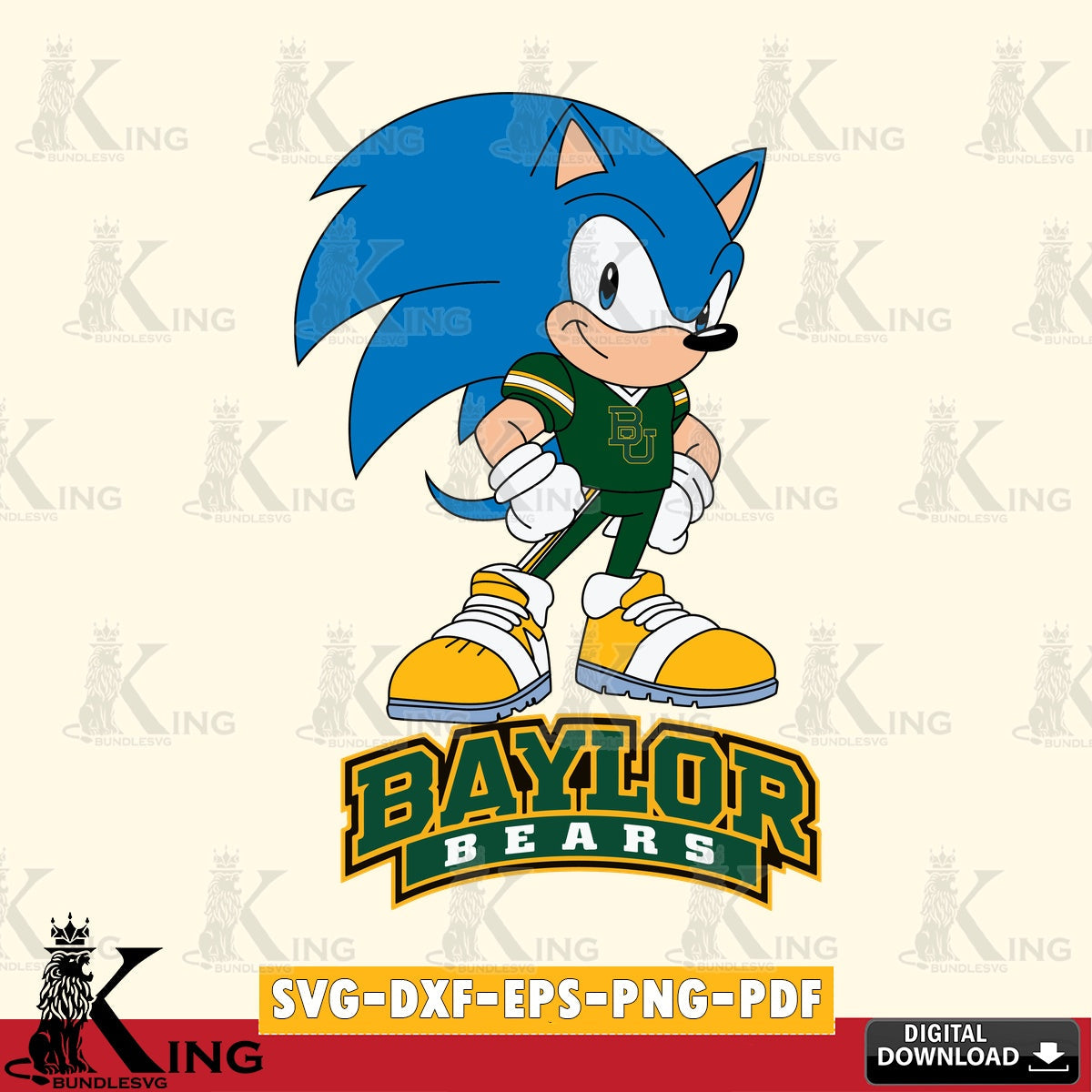 Artistic drawing of Baylor Bears Sonic Football Star Mascot vector art for engraving, cutting, and printing