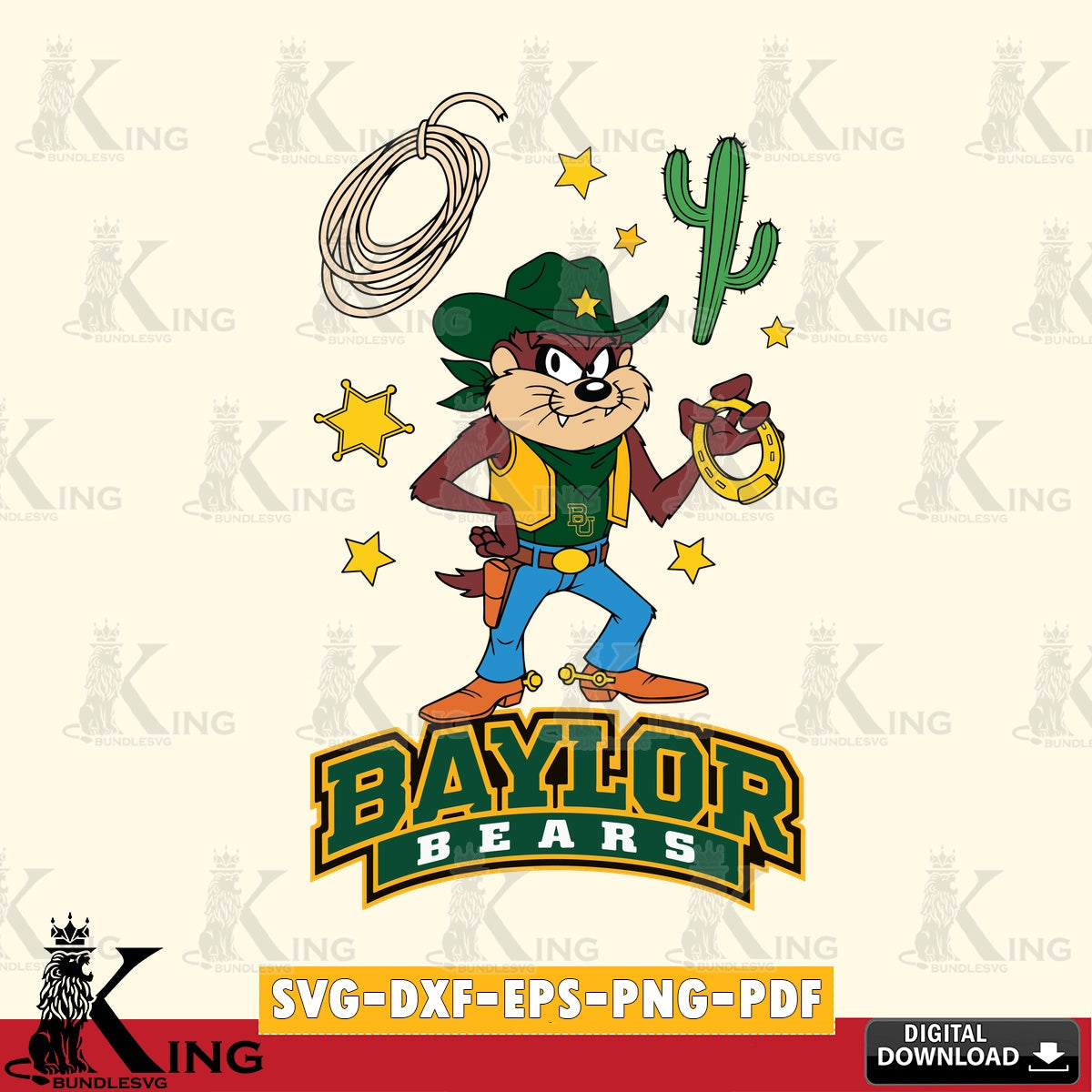 Baylor Bears Taz Cowboy Western SVG file, Cut file , Digital Download , Instant Download, Taz svg, NCAA svg