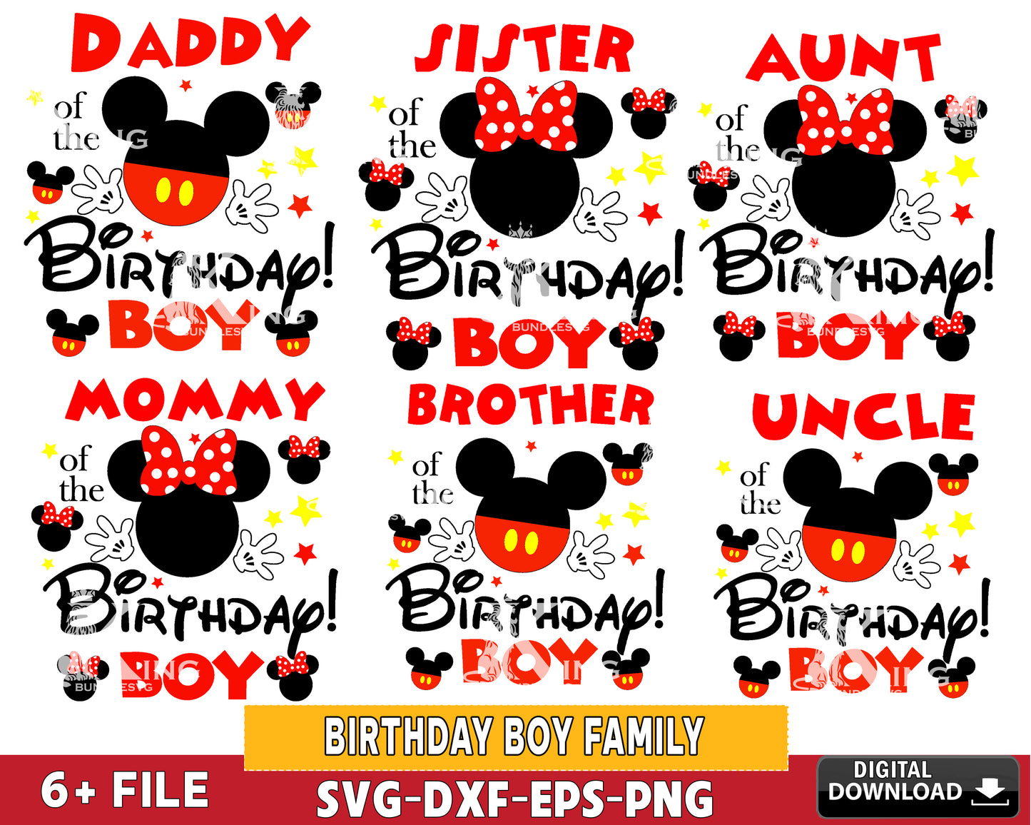 Birthday Boy Family Svg, Happy Birthday svg, mickey birthday boy bundle SVG DXF EPS PNG , for Cricut, Silhouette, Digital download ,Instant Download
