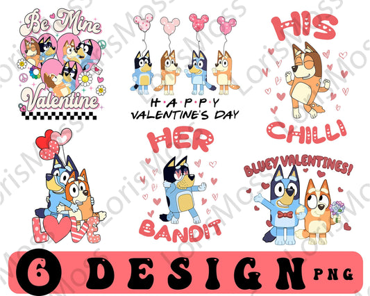 BluEy And Bingo Couple Png, BluEy Valentines Day Png, Blue Dogs Valentine'S Day, Digital download , Instant Download