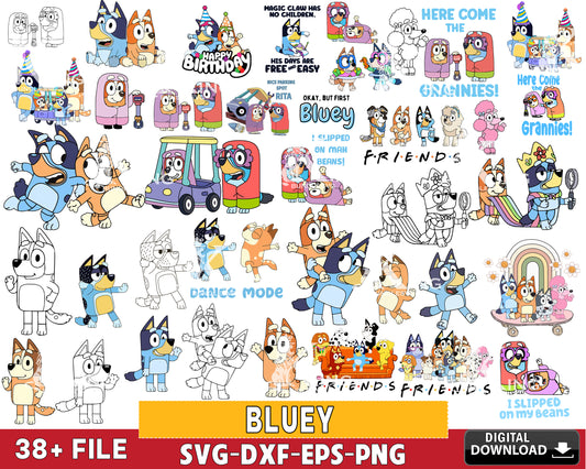 Bluey SVG PNG, hug toy family Bluey svg, bluey bundle SVG EPS PNG DXF , for Cricut, Silhouette, digital download, file cut