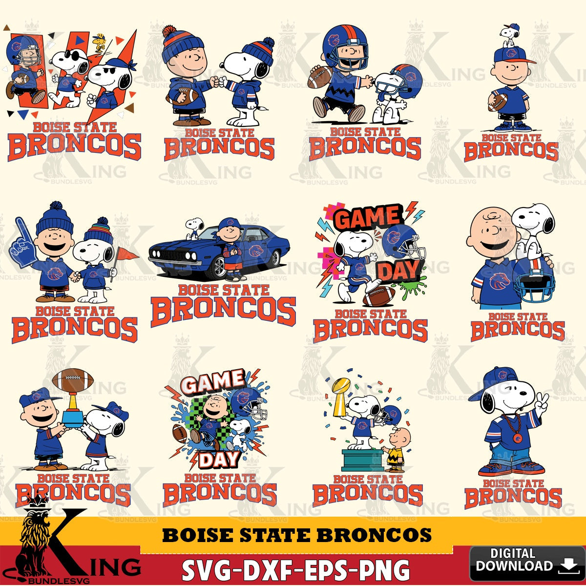 Boise State Broncos Peanuts Football NCAA Bundle SVG, Cricut, Cut file , Digital Download , Instant Download, Peanuts svg, NCAA svg, Football svg, Sport svg