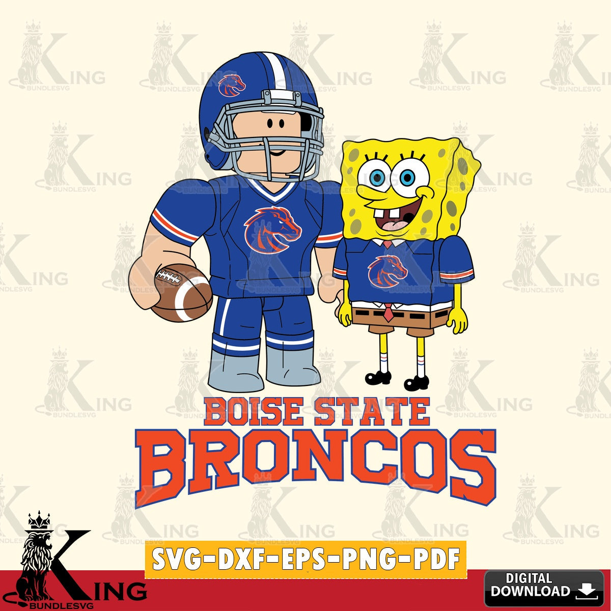 Boise State Broncos Roblox & Spongebob Football SVG file , NCAA Cricut, File cut , Digital Download , PDF File