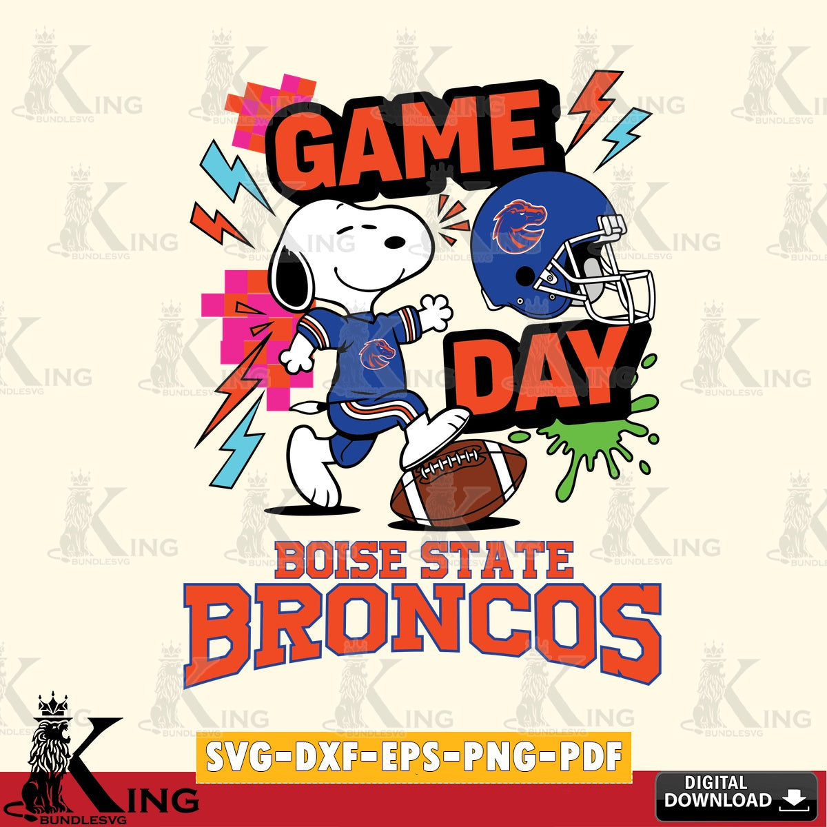 Boise State Broncos Snoopy Game day SVG, Cricut, Cut file , Digital Download , Instant Download, Peanuts svg, NCAA svg, Football svg, Sport svg