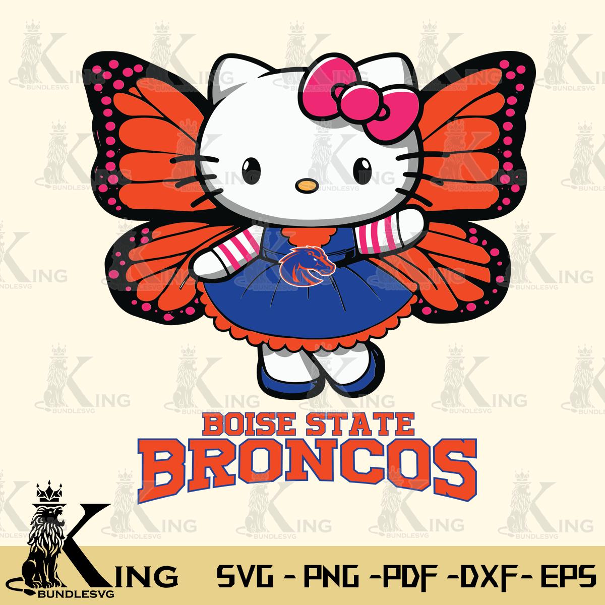 Boise State Broncos Whimsical Kitty Wings Svg Eps Dxf Png File, Digital Download