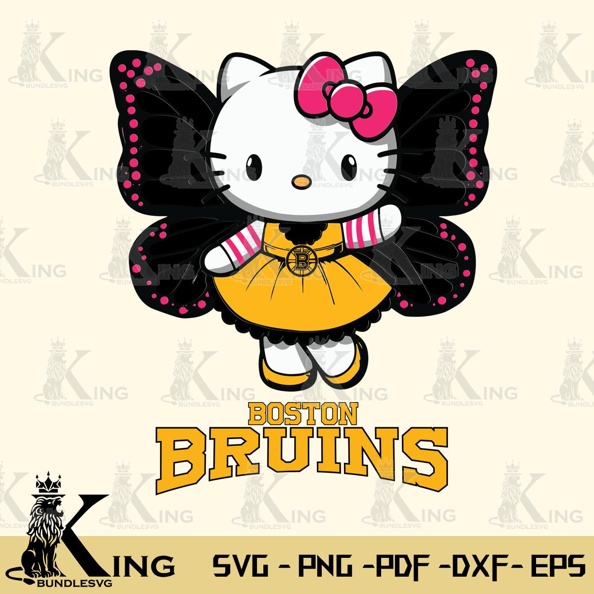 Boston Bruins Whimsical Kitty Wings Svg Eps Dxf Png File, Digital Download