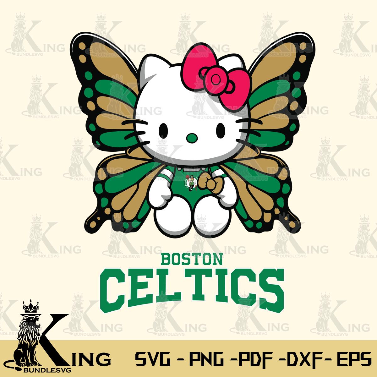 Boston Celtics Butterfly Kitty Delight Svg Eps Dxf Png File, Digital Download