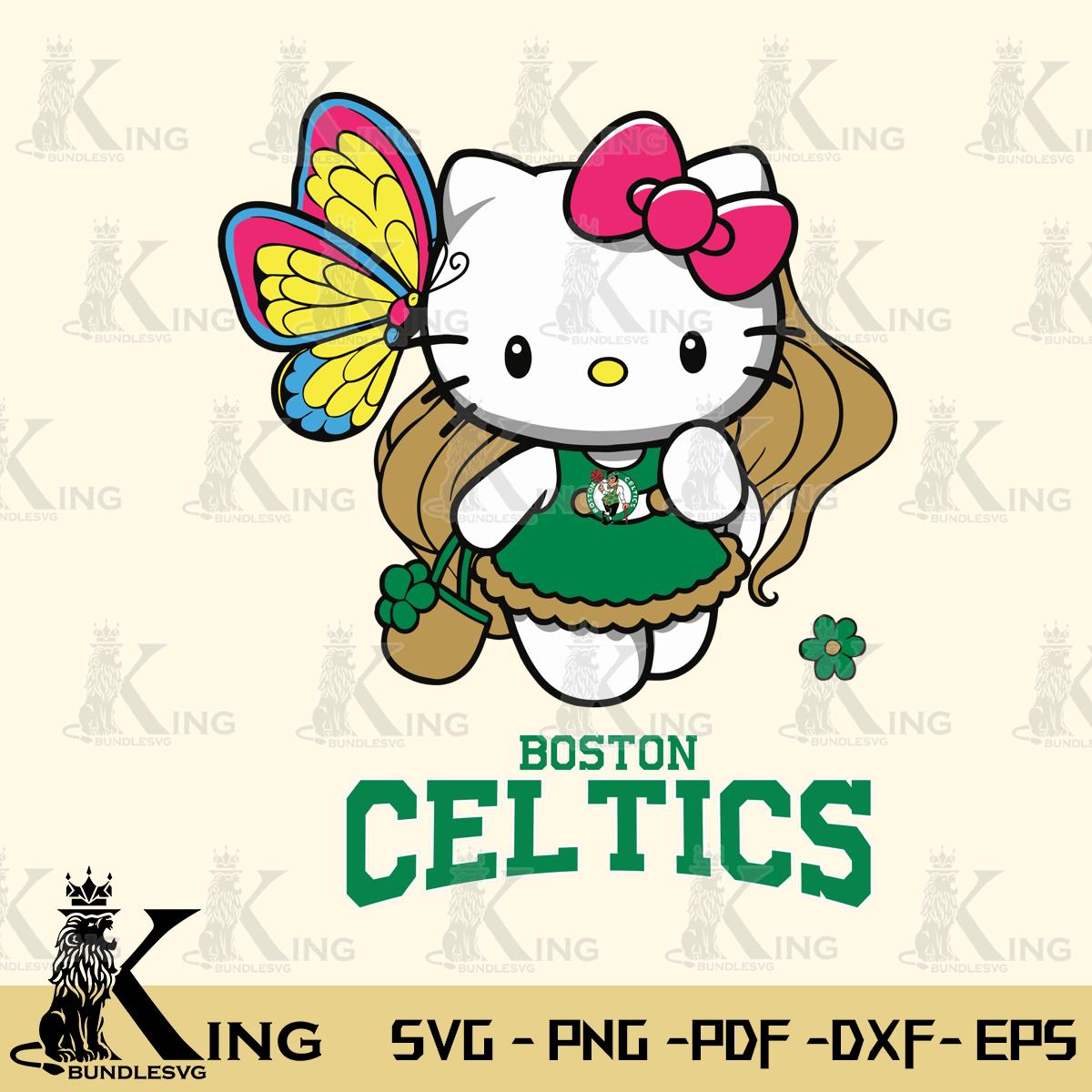 Boston Celtics Kitty Cartoon Svg Eps Dxf Png File, Digital Download