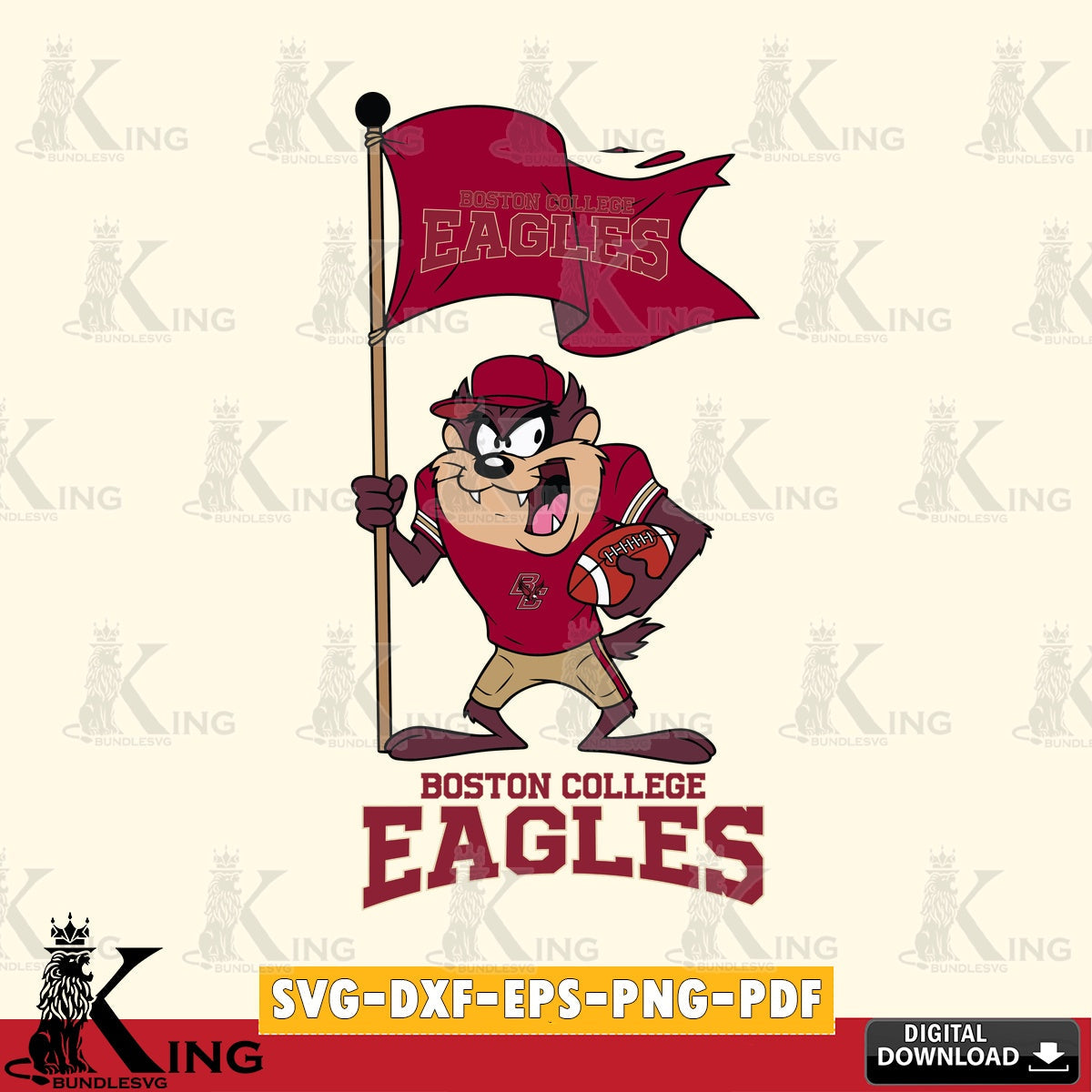 Boston College Eagles Football Taz Flag Art SVG file, Cut file , Digital Download , Instant Download, Taz svg, NCAA svg