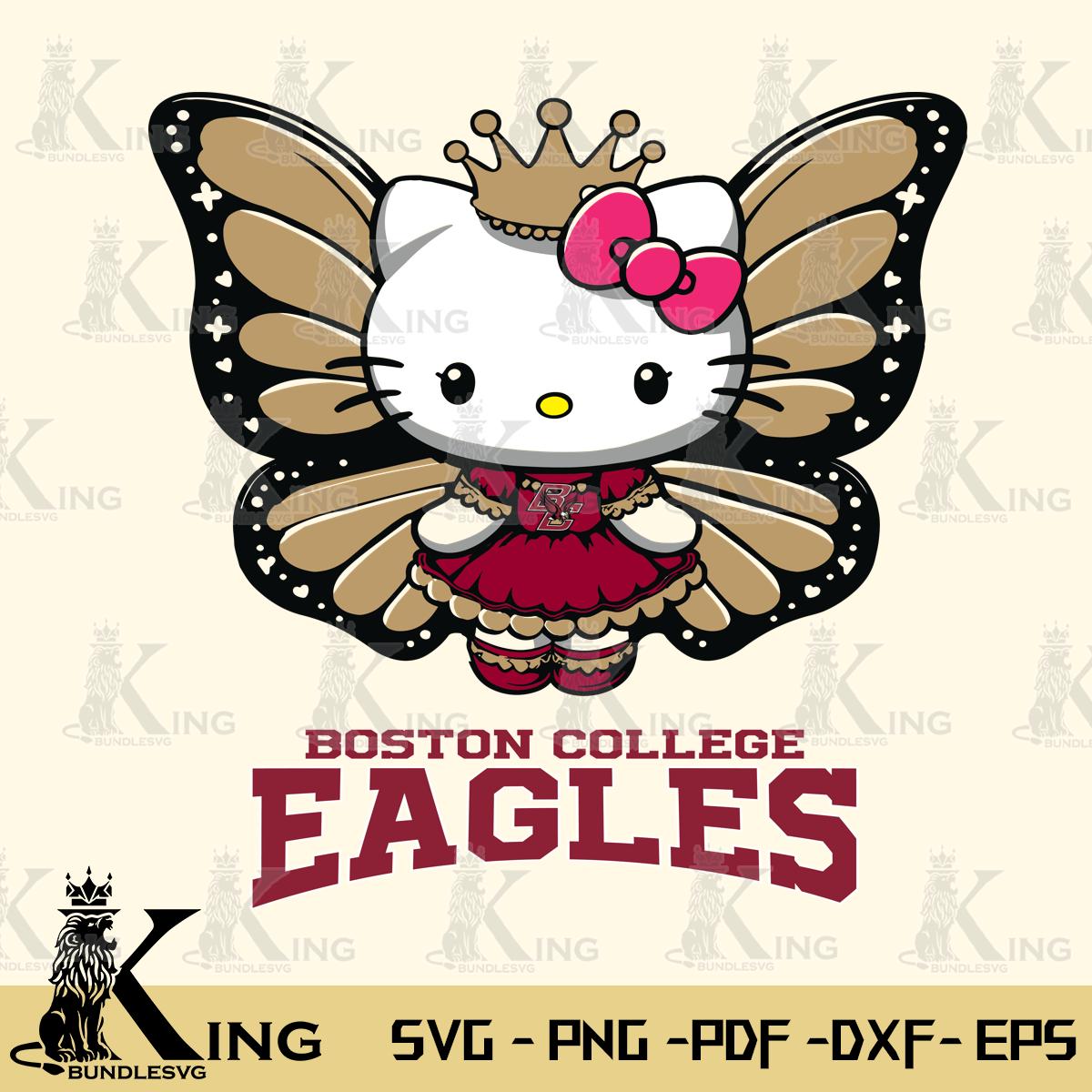 Boston College Eagles Kitty Wings & Flowers Svg Eps Dxf Png File, Digital Download